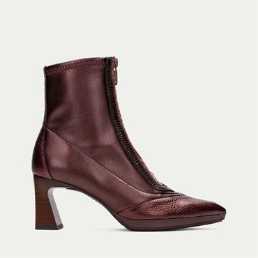 Hispanitas Atlanta Front Zip Heel Boot - Wine Metallic